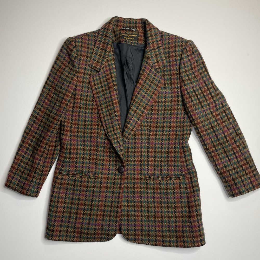 Vintage Blazer 100% Wool Giorgio Sant' Angelo Women's Size 8 Tweed Colorful